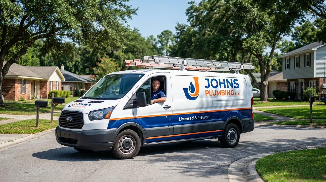 Johns Plumbing LLC service van in Hackettstown, NJ