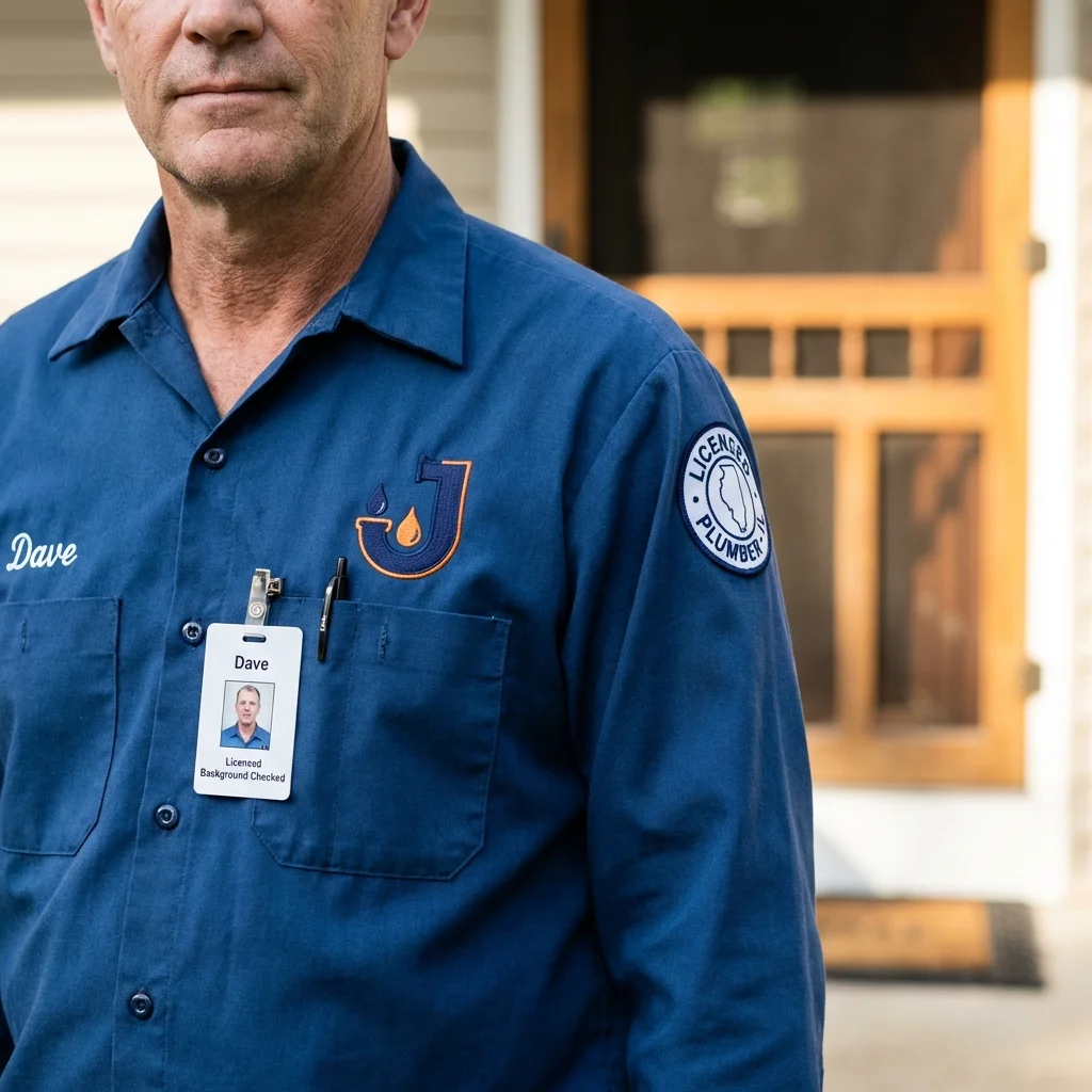 Licensed plumber showing ID badge in Hackettstown, NJ