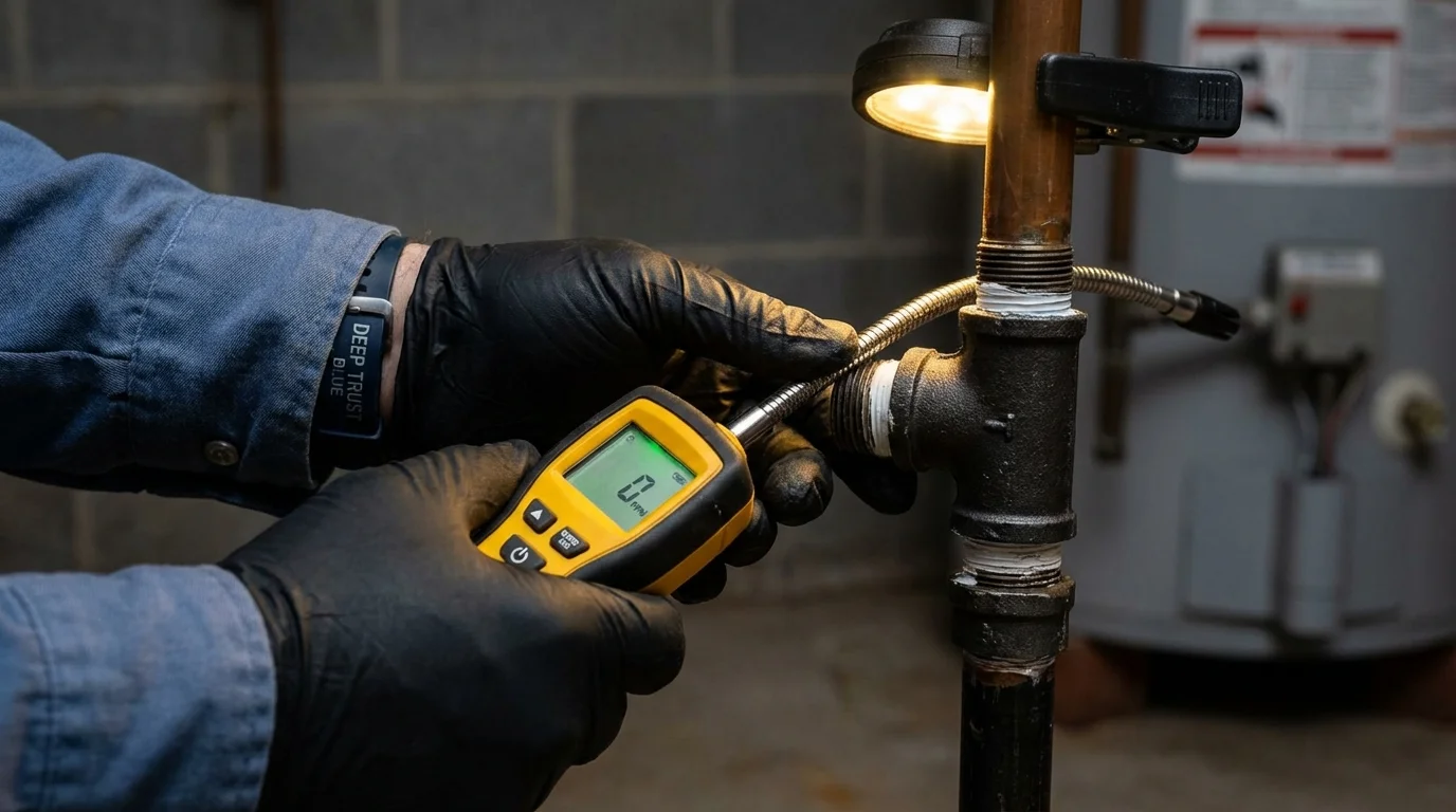 Gas leak detection with electronic sniffer by Johns Plumbing LLC in Hackettstown