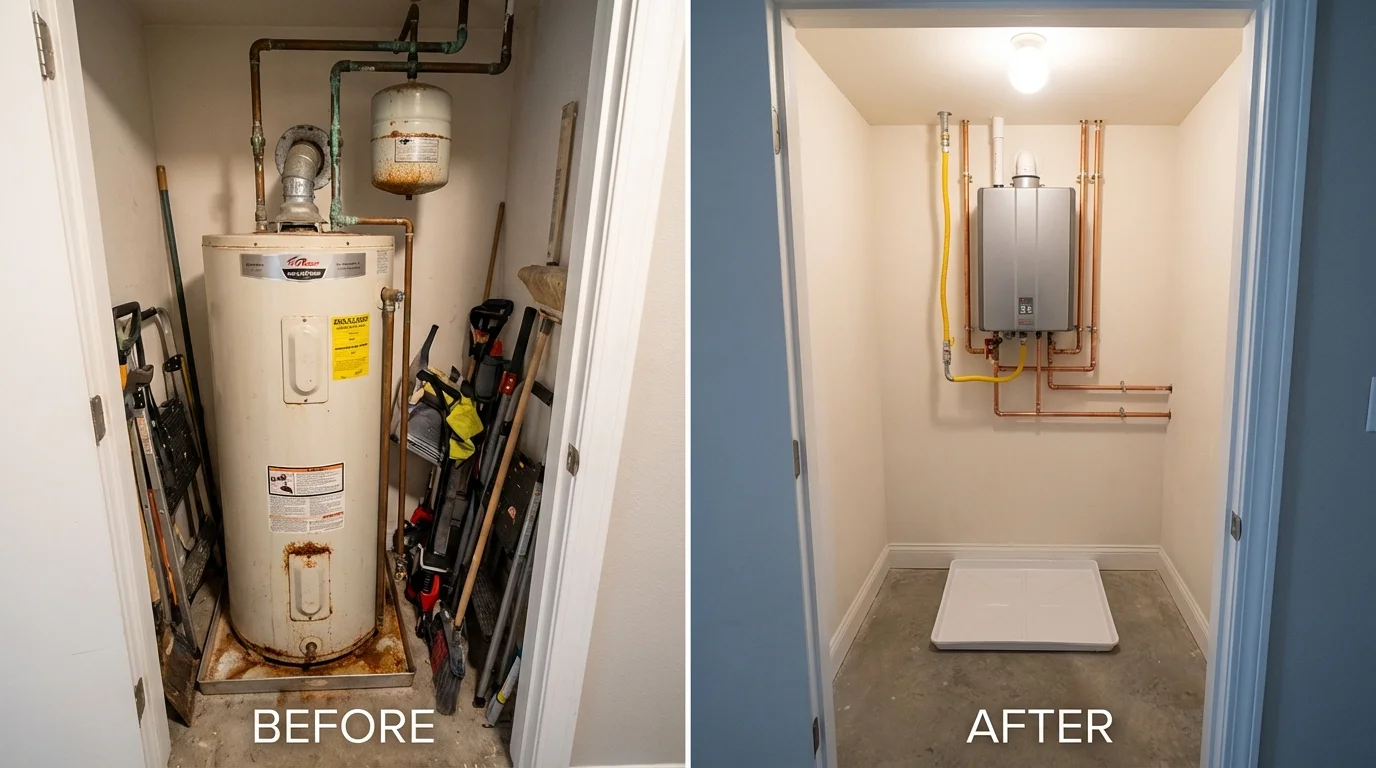 Tank water heater versus wall-mounted tankless unit comparison for Hackettstown, NJ homeowners
